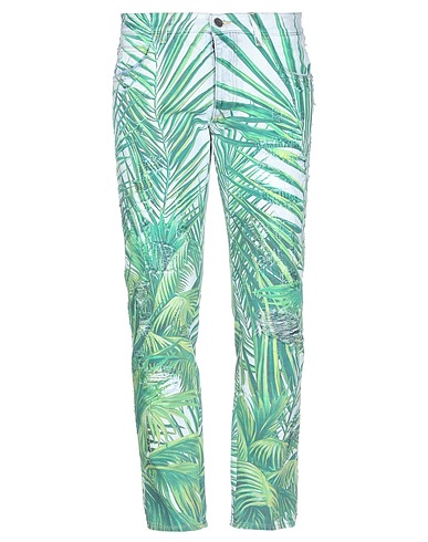DOLCE&GABBANA Denim pants Blue 100% Cotton, Cow leather
