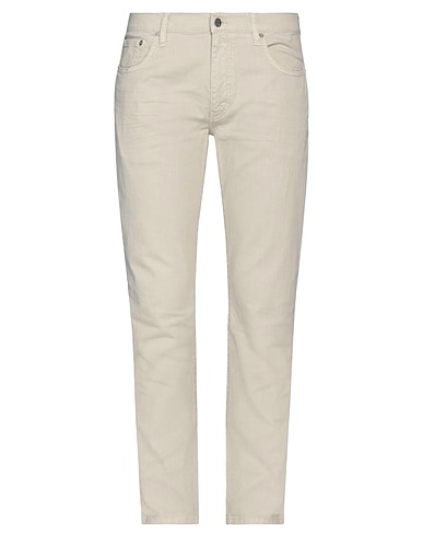 DUNHILL Denim trousers Beige 98% Cotton, 2% Elastane