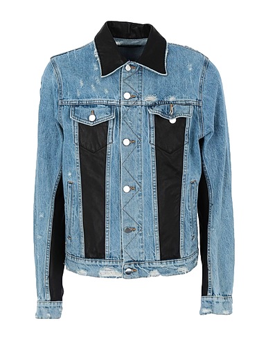 AMIRI Denim jacket Blue 100% Cotton, Leather