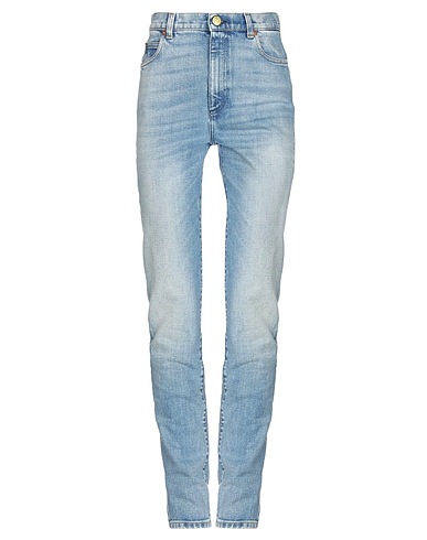 GUCCI Denim pants Blue 98% Cotton, 2% Elastane, Calfskin, Metallic fiber