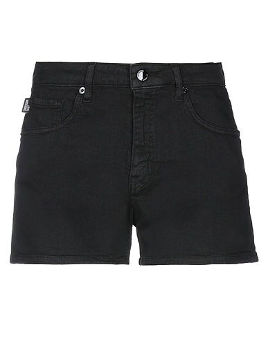 LOVE MOSCHINO Denim shorts Black 89% Cotton, 9% Linen, 2% Elastane