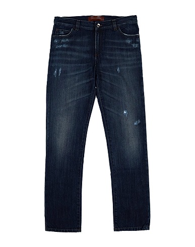 DOLCE&GABBANA Denim pants Blue 100% Cotton, Calfskin, Zama