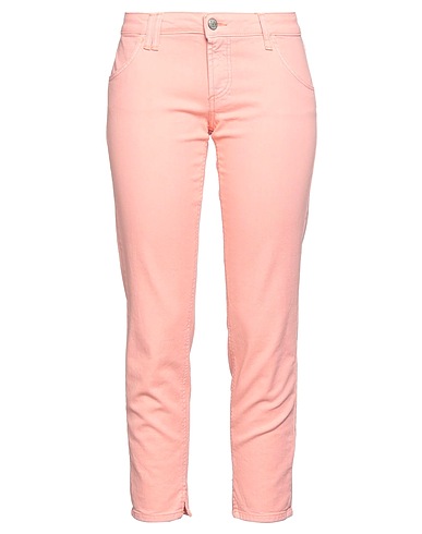 ROŸ ROGER'S Denim trousers Salmon pink 97% Cotton, 3% Elastane