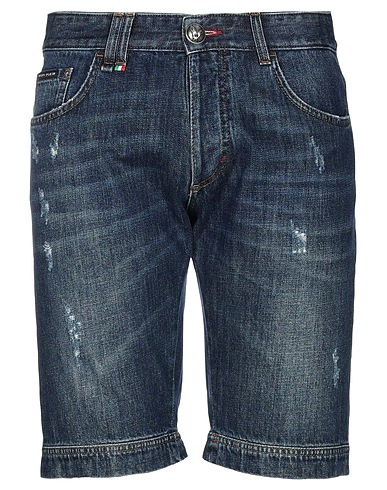 PHILIPP PLEIN Denim shorts Blue 100% Cotton