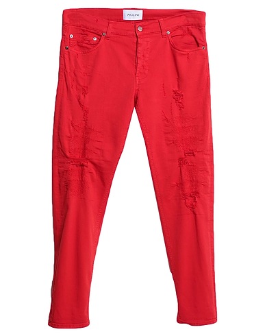 AGLINI Denim pants Red 98% Cotton, 2% Elastane