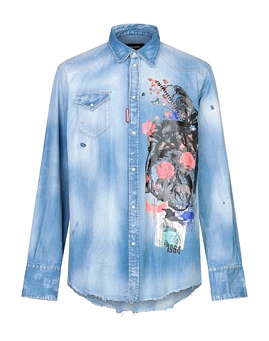 DSQUARED2 Denim shirt Blue 98% Cotton, 2% Elastane