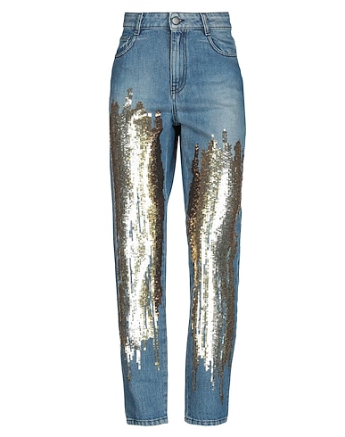 AMEN Denim pants Blue 100% Cotton, PVC - Polyvinyl chloride