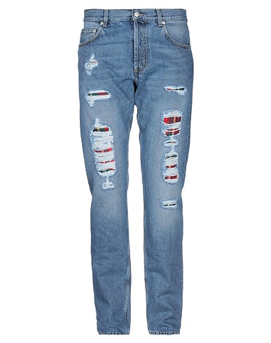 MCQUEEN Denim pants Blue 100% Cotton, Polyester, Viscose