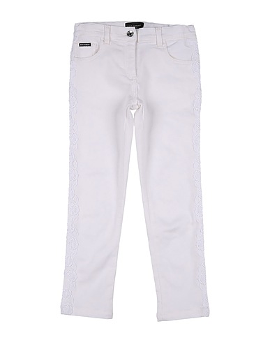 DOLCE&GABBANA Pantaloni jeans Bianco 98% Cotone, 2% Elastan, Pelle di vitello, Zama