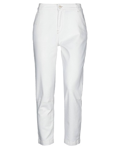 LORENA ANTONIAZZI Denim trousers White 98% Cotton, 2% Elastane