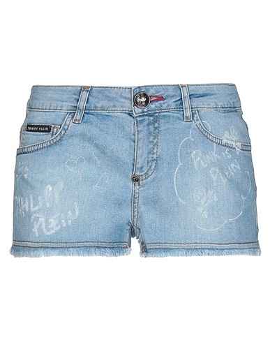 PHILIPP PLEIN Denim shorts Blue 98% Cotton, 2% Elastane