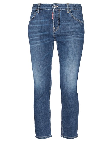 DSQUARED2 Denim trousers Blue 99% Cotton, 1% Elastane, Cow leather