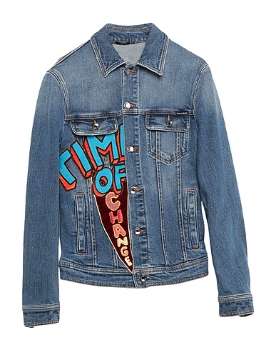 DOLCE&GABBANA Denim jacket Blue 98% Cotton, 2% Elastane, Synthetic fibers, Silk, Wool