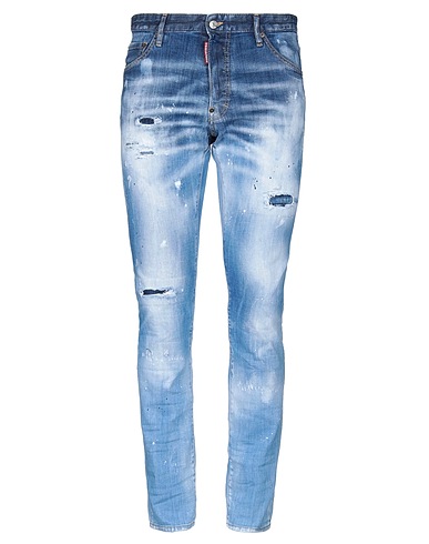 DSQUARED2 Denim pants Blue 98% Cotton, 2% Elastane, Cow leather