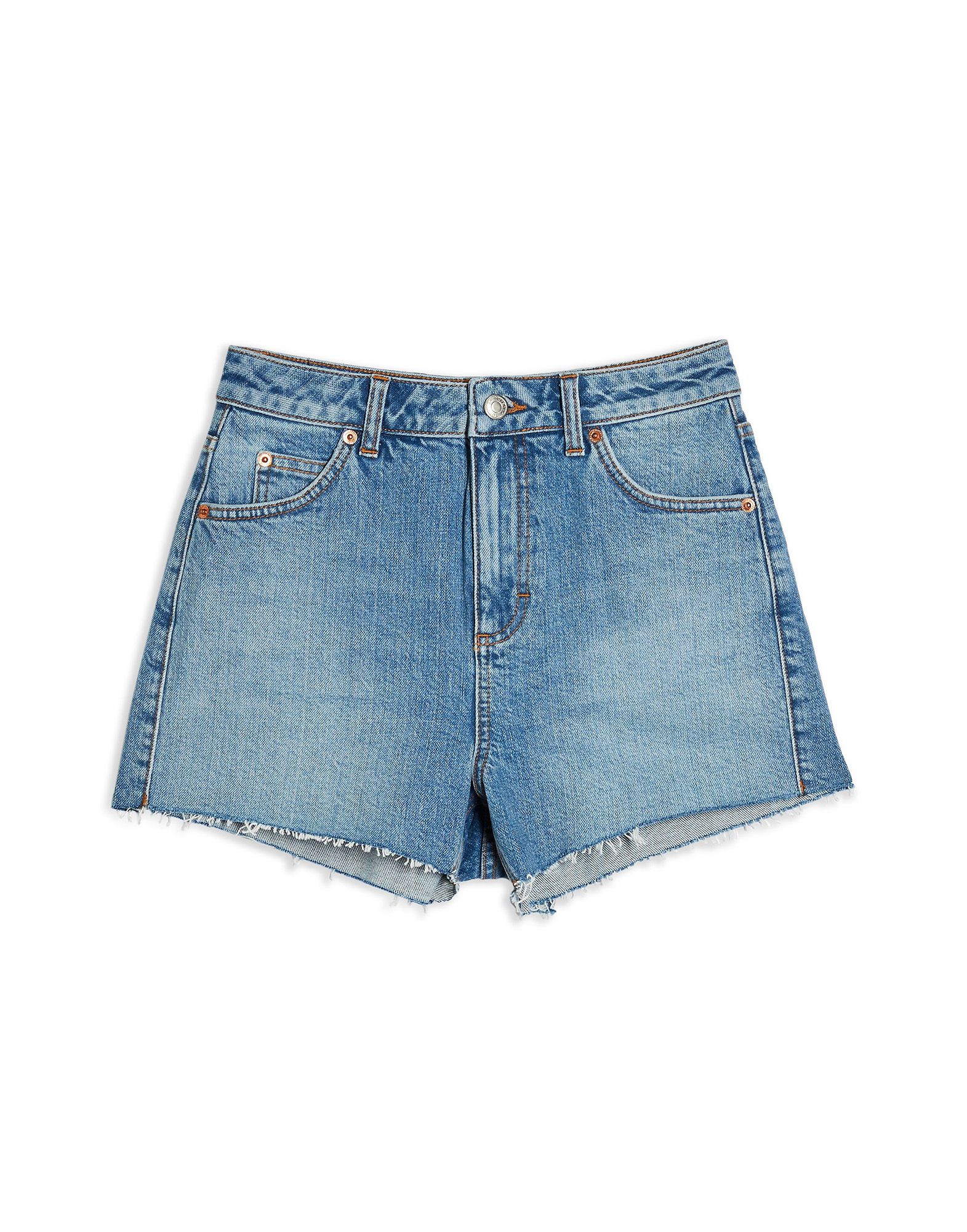 blue denim mom shorts