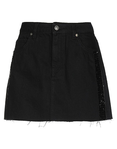 GAëLLE Paris Denim skirt Black 100% Cotton, Polyester