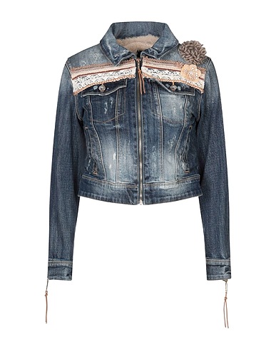 FRACOMINA Denim jacket Blue 98% Cotton, 2% Elastane