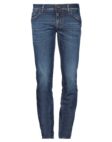 DOLCE&GABBANA Denim trousers Blue 98% Cotton, 2% Elastane, Brass, Calfskin