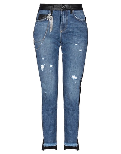 LIU •JO Denim trousers Blue 100% Viscose, Cotton, Polyester, Polyurethane resin