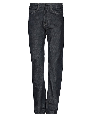 DRKSHDW by RICK OWENS Denim pants Blue 100% Cotton, Cow leather