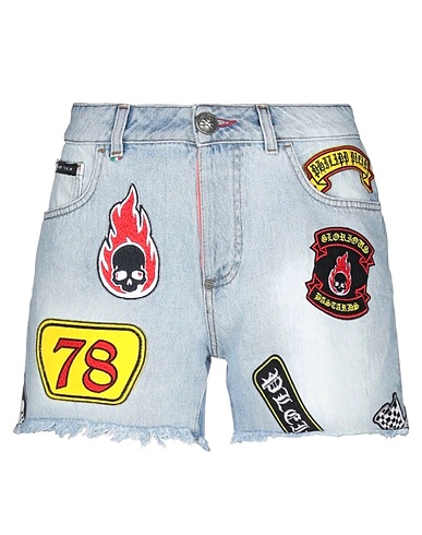 PHILIPP PLEIN Denim shorts Blue 100% Cotton