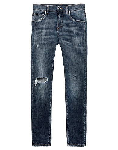 DOLCE&GABBANA Denim trousers Blue 92% Cotton, 6% Polyethylene, 2% Elastane, Zama, Calfskin