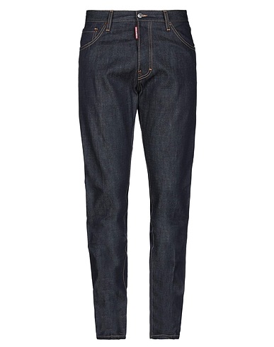 DSQUARED2 Denim trousers Blue 100% Cotton, Cow leather
