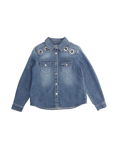 ELISABETTA FRANCHI Denim shirt Blue 98% Cotton, 2% Elastane