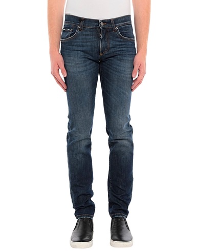 DOLCE&GABBANA Denim trousers Blue 98% Cotton, 2% Elastane, Synthetic fibers, Zamak, Calfskin