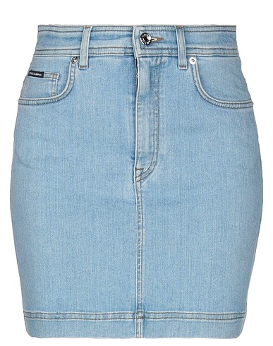 DOLCE&GABBANA Denim skirt Blue 92% Cotton, 6% Elastomultiester, 2% Elastane, Brass, Calfskin