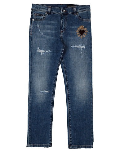 DOLCE&GABBANA Denim trousers Blue 98% Cotton, 2% Elastane, Calfskin, Brass