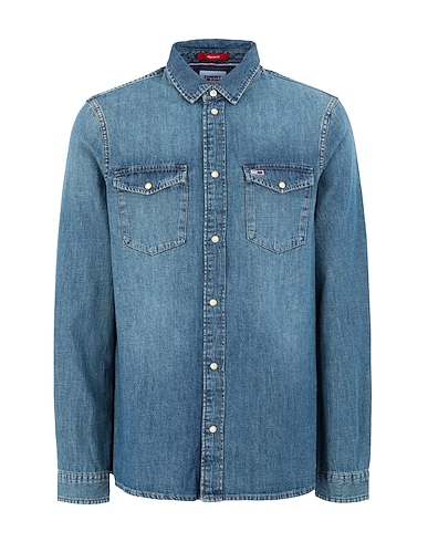 TOMMY JEANS Denim shirt Blue 100% Cotton