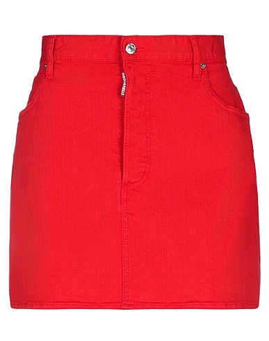 DSQUARED2 Denim skirt Red 98% Cotton, 2% Elastane, Cow leather