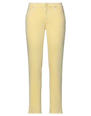 JACOB COHЁN Denim trousers Pastel yellow 98% Cotton, 2% Elastane