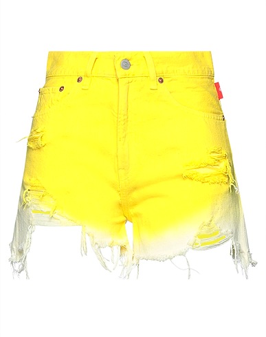 DENIMIST Shorts jeans Giallo 100% Cotone