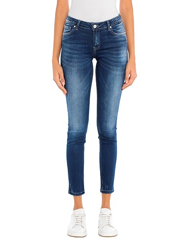 FRANKIE MORELLO Denim trousers Blue 89% Cotton, 7% Polyester, 4% Elastane