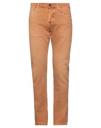 TELA GENOVA Denim trousers Camel 99% Cotton, 1% Elastane
