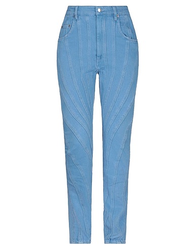 MUGLER Denim trousers Blue 98% Cotton, 2% Elastane