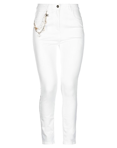 ELISABETTA FRANCHI Denim pants White 92% Cotton, 6% Elastomultiester, 2% Elastane