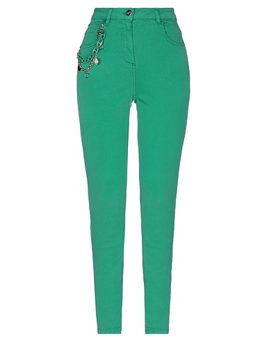 ELISABETTA FRANCHI Denim pants Green 92% Cotton, 6% Elastomultiester, 2% Elastane