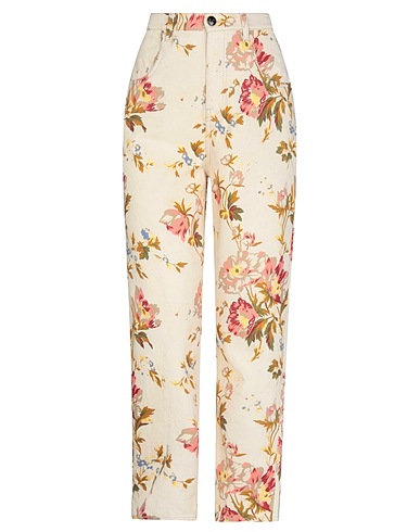 SEMICOUTURE Denim trousers Ivory 96% Cotton, 3% Elastane, 1% Lyocell