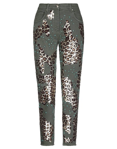 BLUMARINE Denim trousers Military green 98% Cotton, 2% Elastane