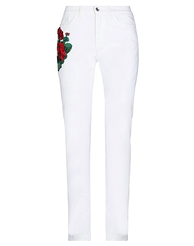 DOLCE&GABBANA Denim trousers White 98% Cotton, 2% Elastane, PVC - Polyvinyl chloride, Silk, Glass