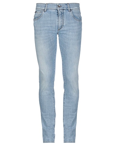 DOLCE&GABBANA Denim trousers Blue 98% Cotton, 2% Elastane, Calfskin