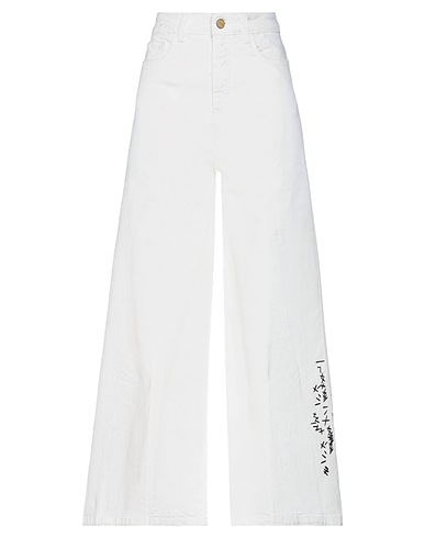 ALYSI Denim trousers White 98% Cotton, 2% Elastane