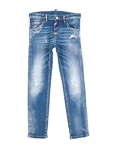DSQUARED2 Denim trousers Blue 98% Cotton, 2% Elastane, Cow leather