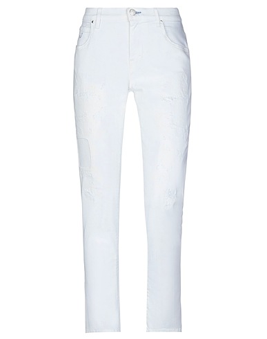 JACOB COHЁN Denim trousers Ivory 98% Cotton, 2% Elastane