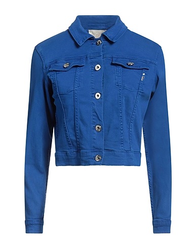 FRACOMINA Denim jacket Navy blue 98% Cotton, 2% Elastane