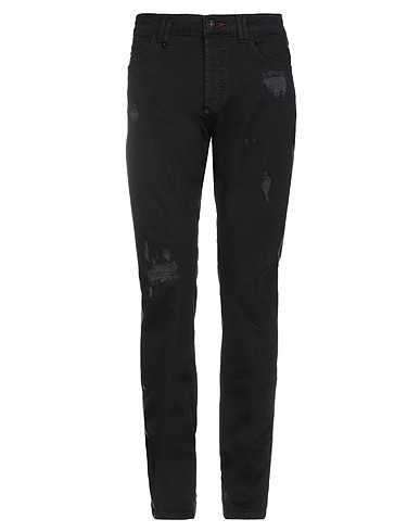 PHILIPP PLEIN Denim trousers Black 99% Cotton, 1% Elastane