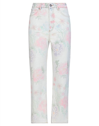 SANDRO Denim pants Light green 100% Cotton, Polyester